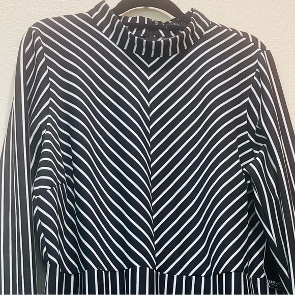 Eloquii Mock Neck Black Stripe Dress 20 - Picture 5 of 9